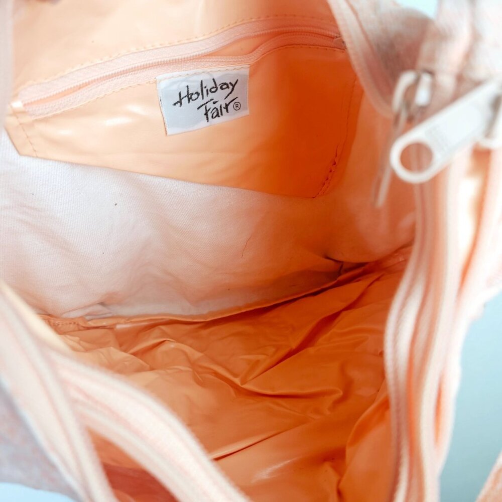 Vintage Holiday Fair Denim Peach White Tie Dye Bohemian Hobo Shoulderbag Handbag - Picture 8 of 9